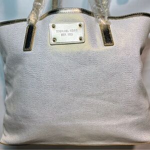 Michael Kors White and Gold Women's Tote Bag